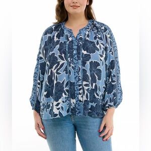 Zac & Rachel Navy Floral Blouse